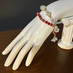 Floral glass Accents with red/gold bracelet